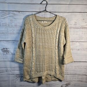 JJ Basics Cream Cable Knit Sweater | Women’s Large | Cozy Minimalist